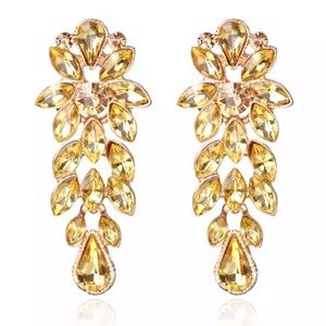 LAST 1!!! Large Yellow Rhinestone Crystal Earrings